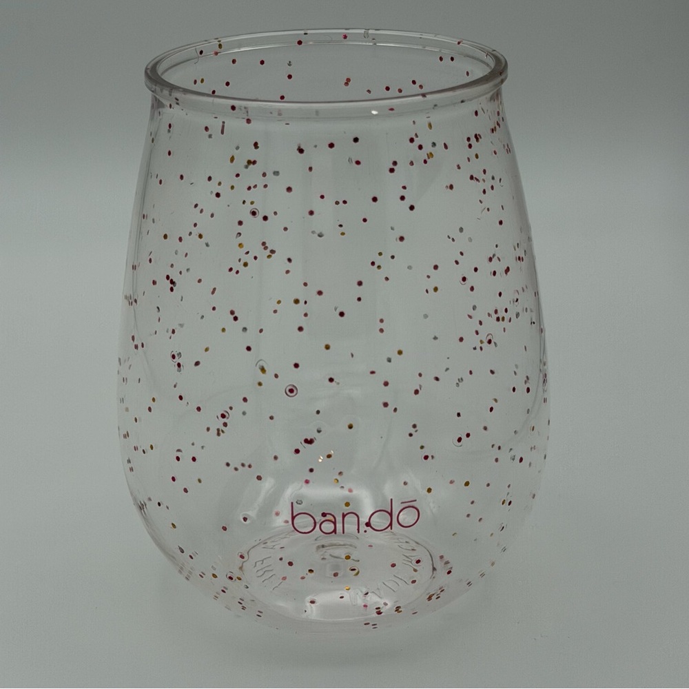 ban.do‎ Acrylic Stemless Wine Glasses Set of 4 Gold & Red Confetti Dots